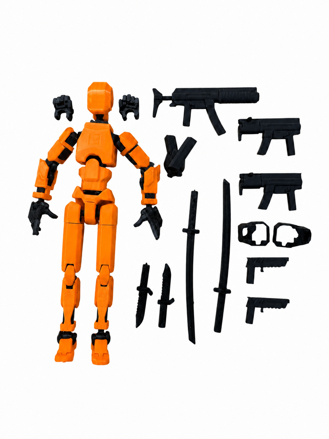 Robot articulat de jucarie Dummy R13, 16.5 cm lungime, printat 3D, Portocaliu