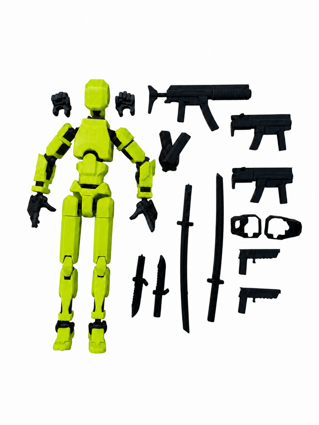 Robot articulat de jucarie Dummy R13, 16.5 cm lungime, printat 3D, Green Apple