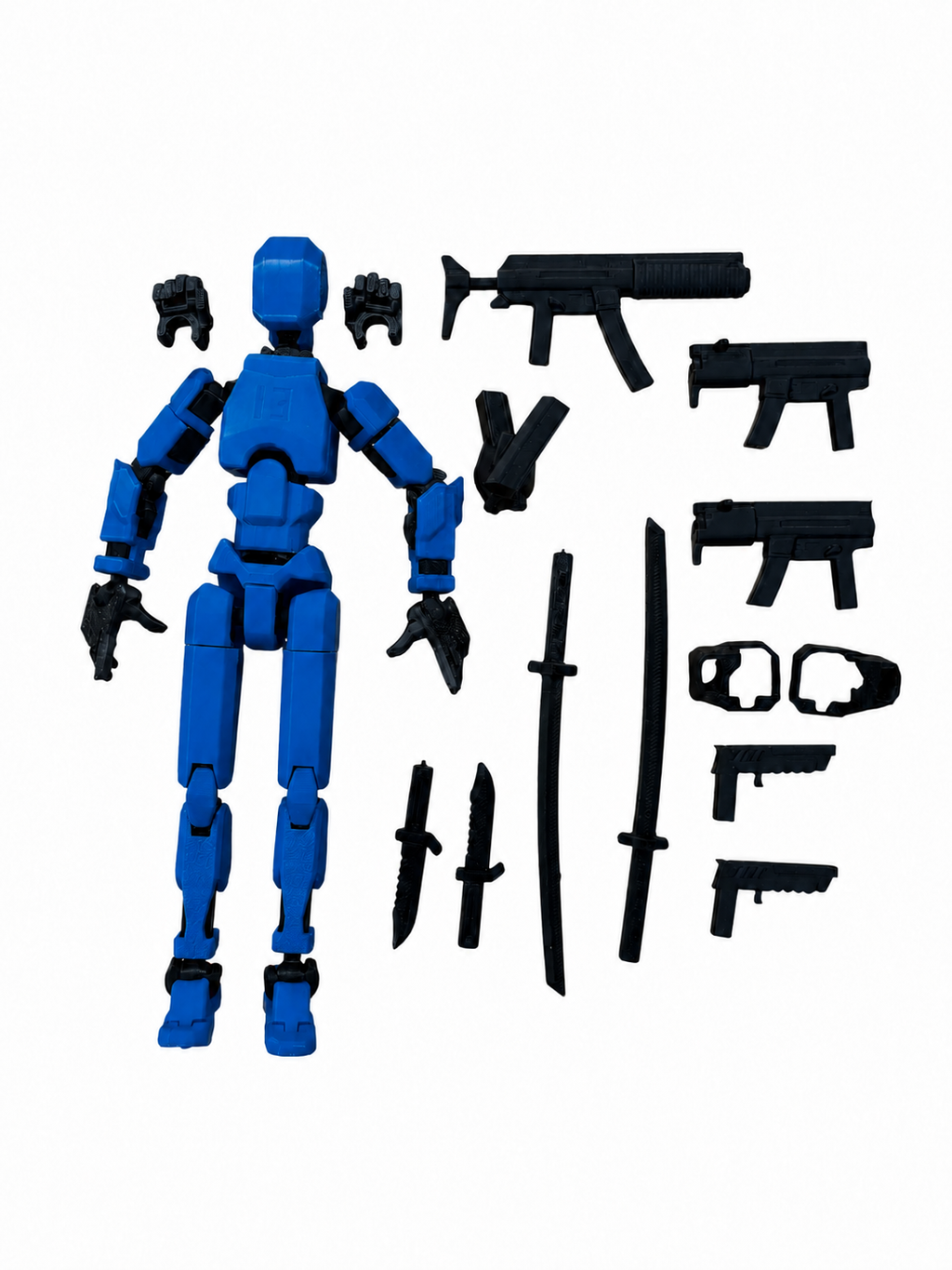 Robot articulat de jucarie Dummy R13, 16.5 cm lungime, printat 3D, Albastru