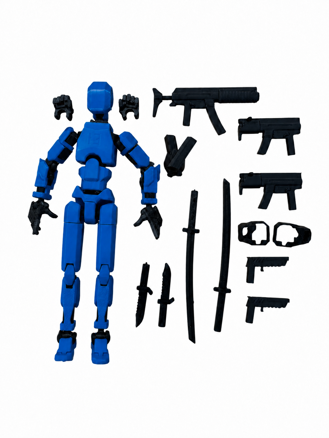 Robot articulat de jucarie Dummy R13, 16.5 cm lungime, printat 3D, Albastru