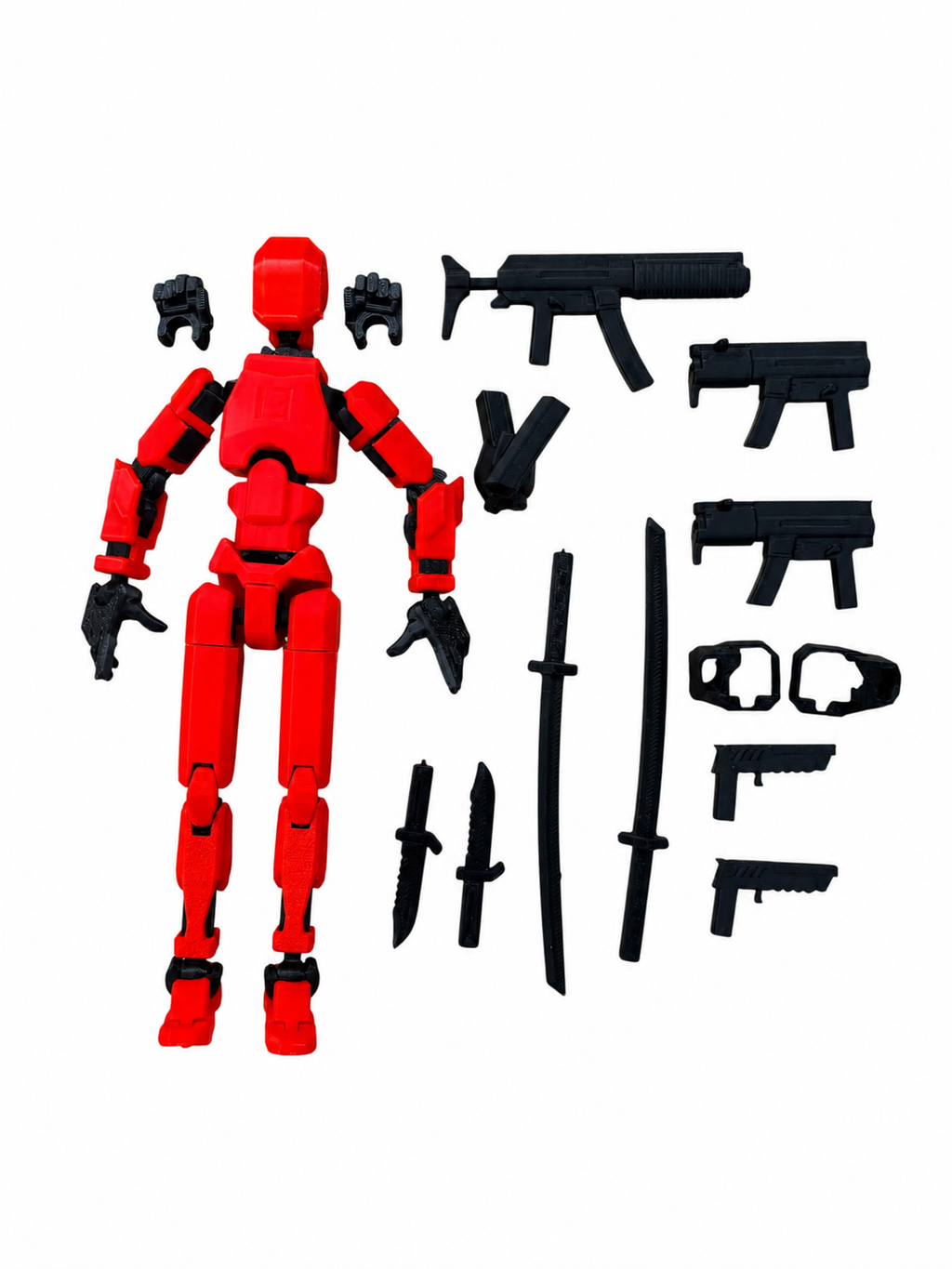 Robot articulat de jucarie Dummy R13, 16.5 cm lungime, printat 3D, Roșu