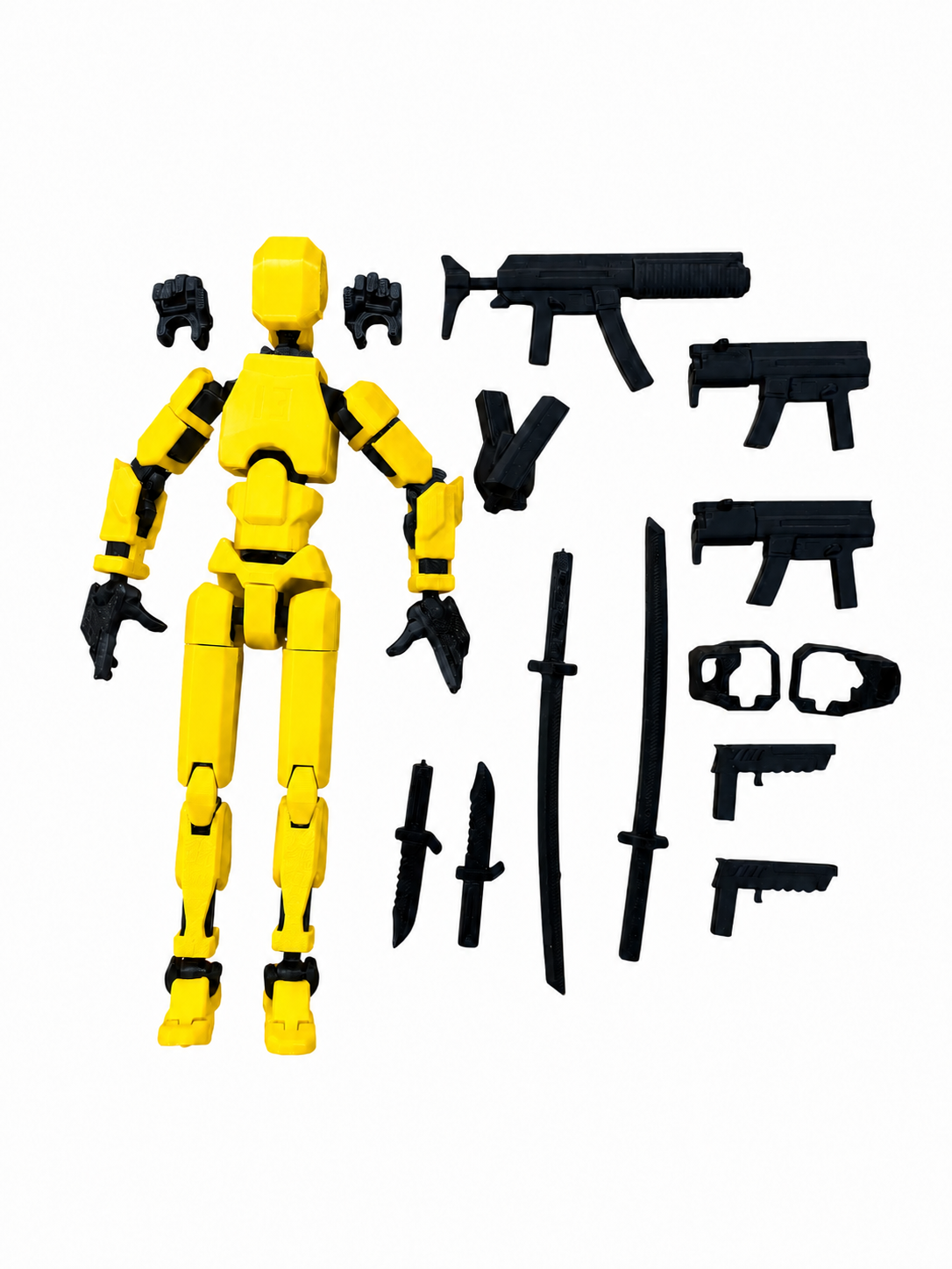 Robot articulat de jucarie Dummy R13, 16.5 cm lungime, printat 3D, Galben