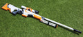Pusca AWP Asiimov, Counter Strike 2, marime reala, 120 cm, mecanism lansare elastice, distanta pana la 15m, jucarie interactiva & pentru colectionari