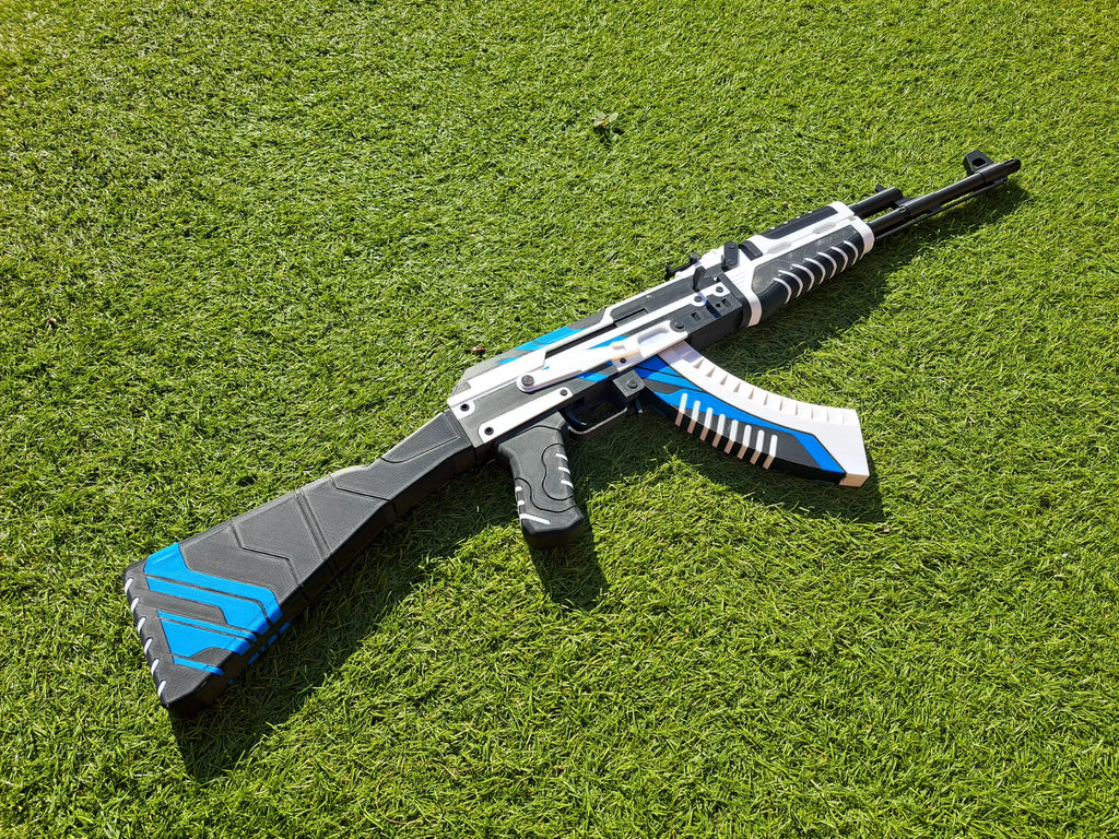 Mitraliera replica AK-47 Vulcan, 88cm, dimensiune reala, Counter Strike, CS2, mecanism impuscat cu elastice