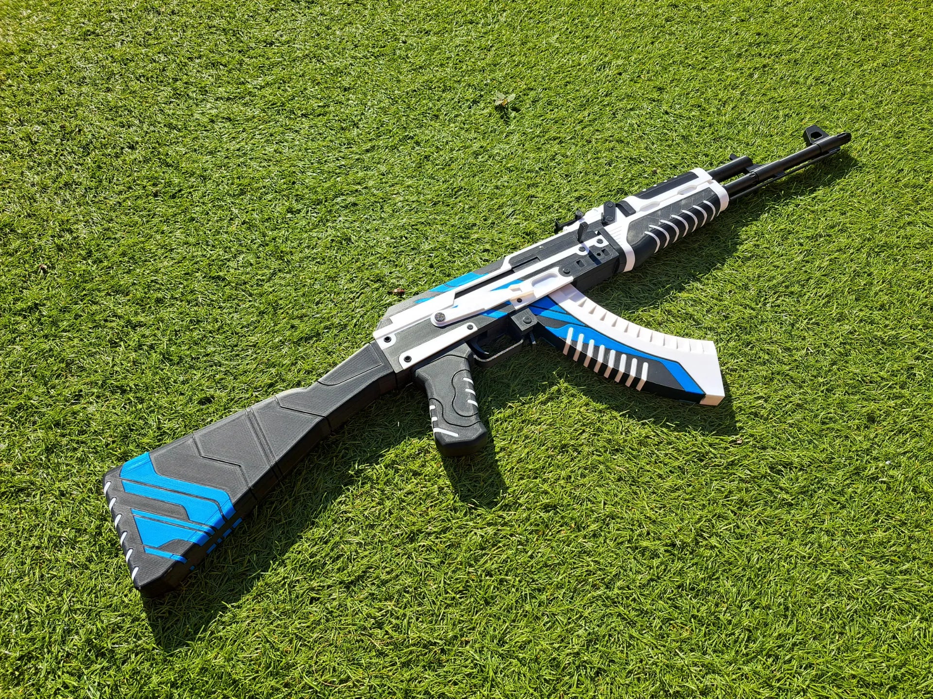 Mitraliera replica AK-47 Vulcan, 88cm, dimensiune reala, Counter Strike, CS2, mecanism impuscat cu elastice