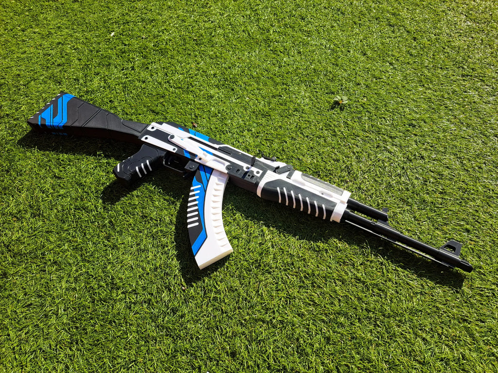 Mitraliera replica AK-47 Vulcan, 88cm, dimensiune reala, Counter Strike, CS2, mecanism impuscat cu elastice