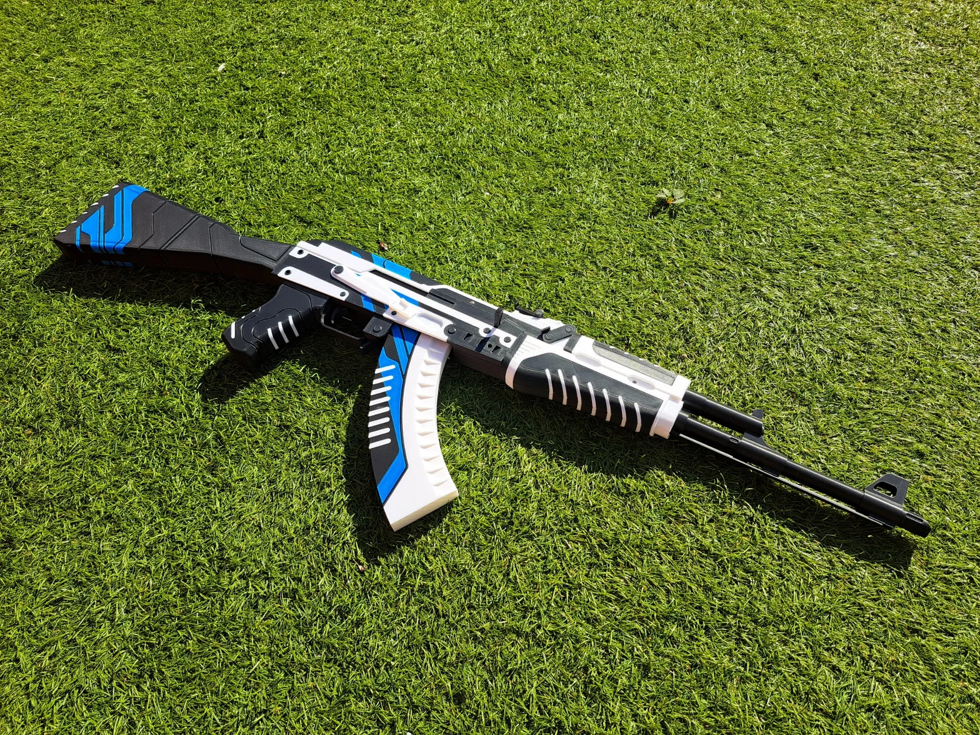 Mitraliera replica AK-47 Vulcan, 88cm, dimensiune reala, Counter Strike, CS2, mecanism impuscat cu elastice