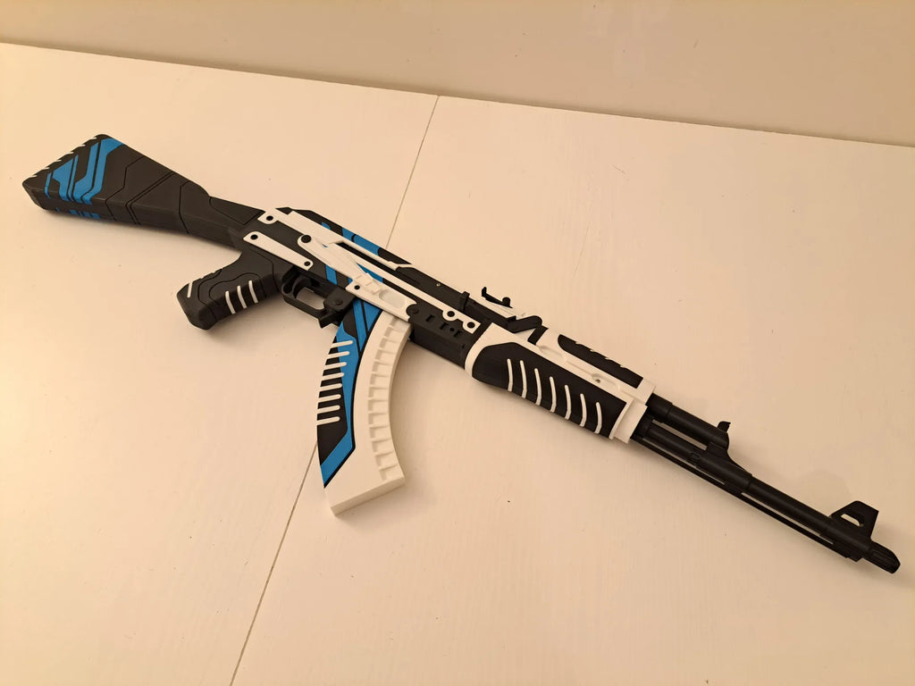 Mitraliera replica AK-47 Vulcan, 88cm, dimensiune reala, Counter Strike, CS2, mecanism impuscat cu elastice