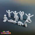 Set 8 figurine Meccha Chameleon, Hide and Seek Challenge, 8 pozitii, alb, plastic, 80x36x10 mm