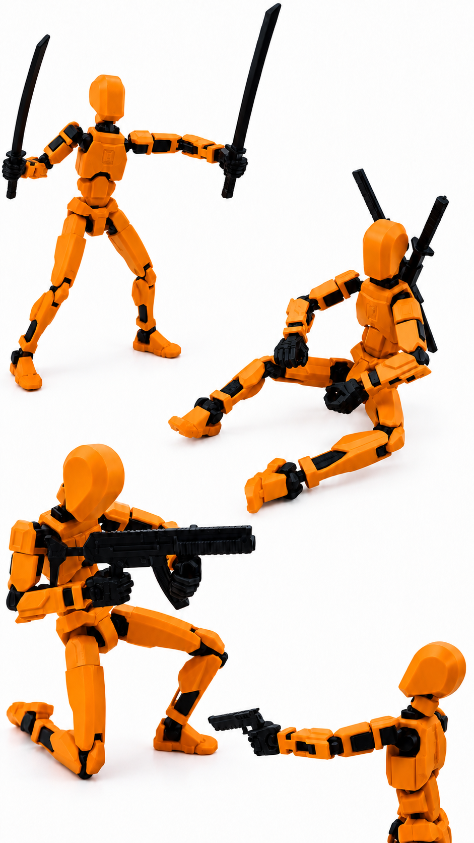 Robot articulat de jucarie Dummy R13, 16.5 cm lungime, printat 3D, Portocaliu