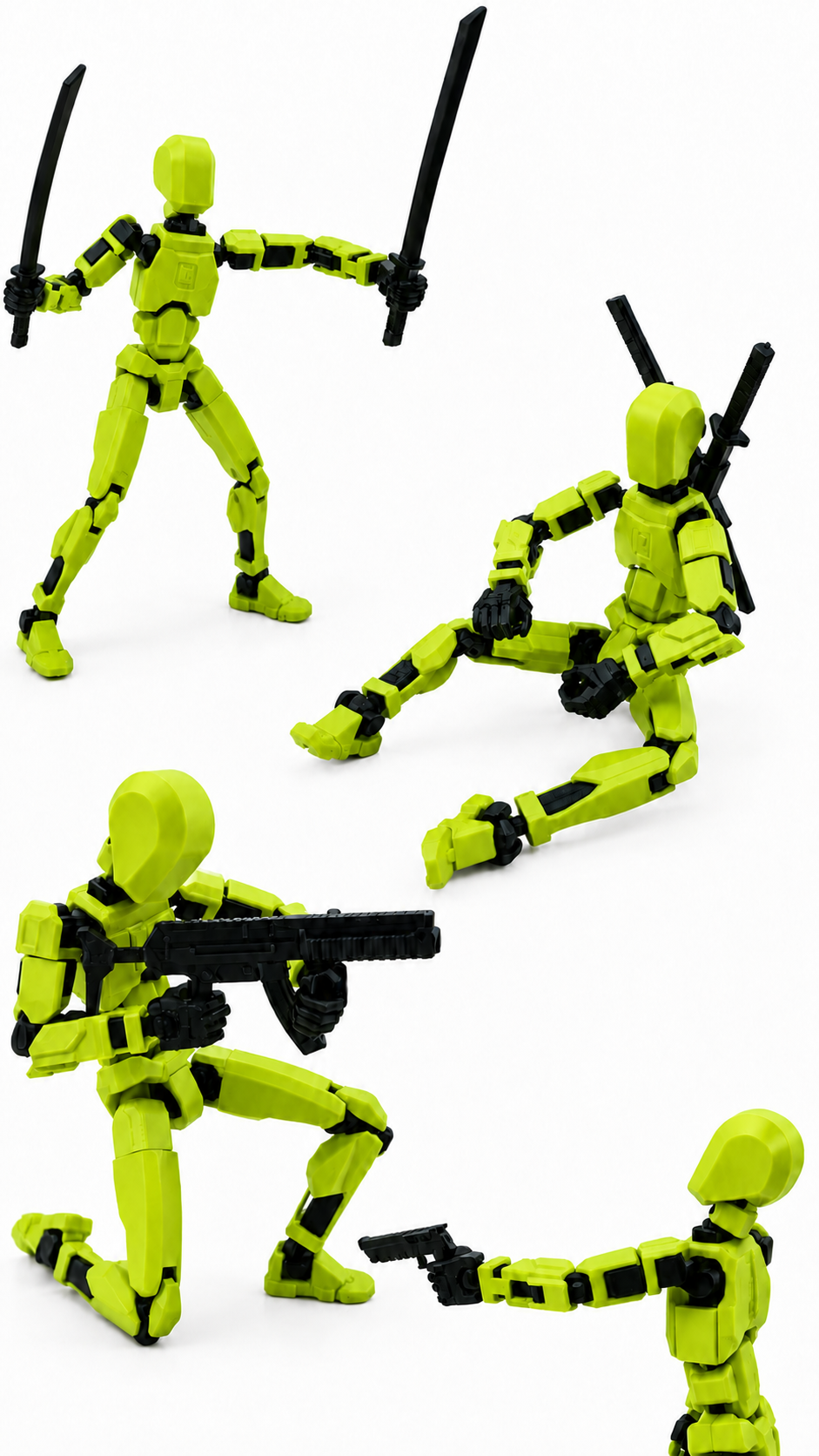 Robot articulat de jucarie Dummy R13, 16.5 cm lungime, printat 3D, Green Apple