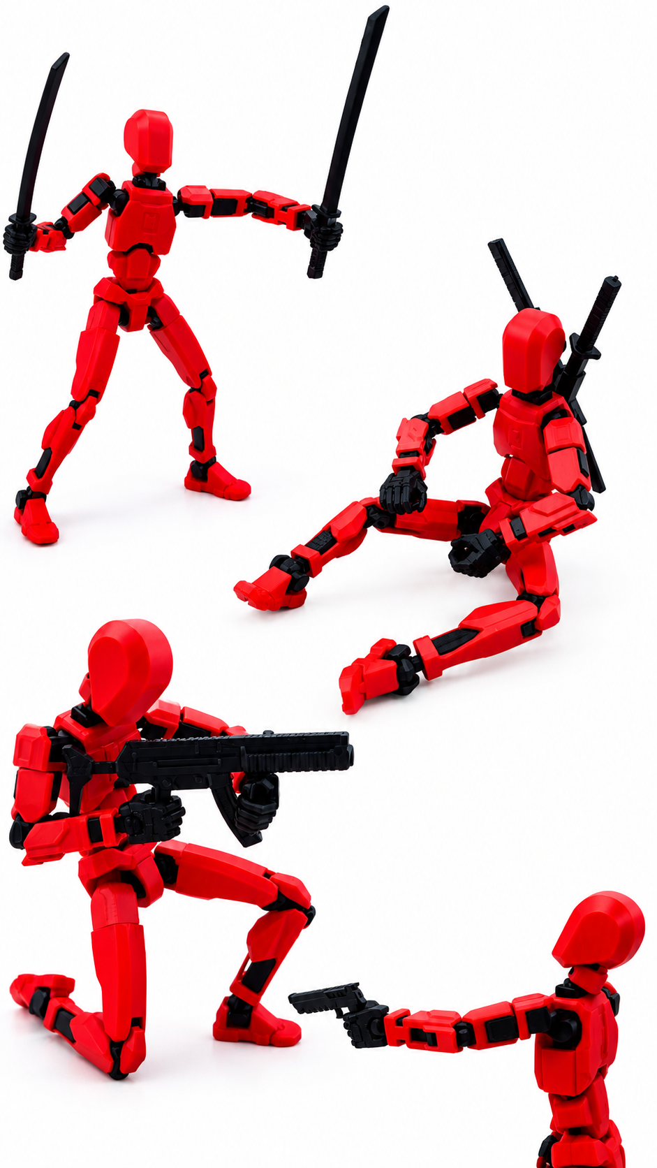Robot articulat de jucarie Dummy R13, 16.5 cm lungime, printat 3D, Roșu