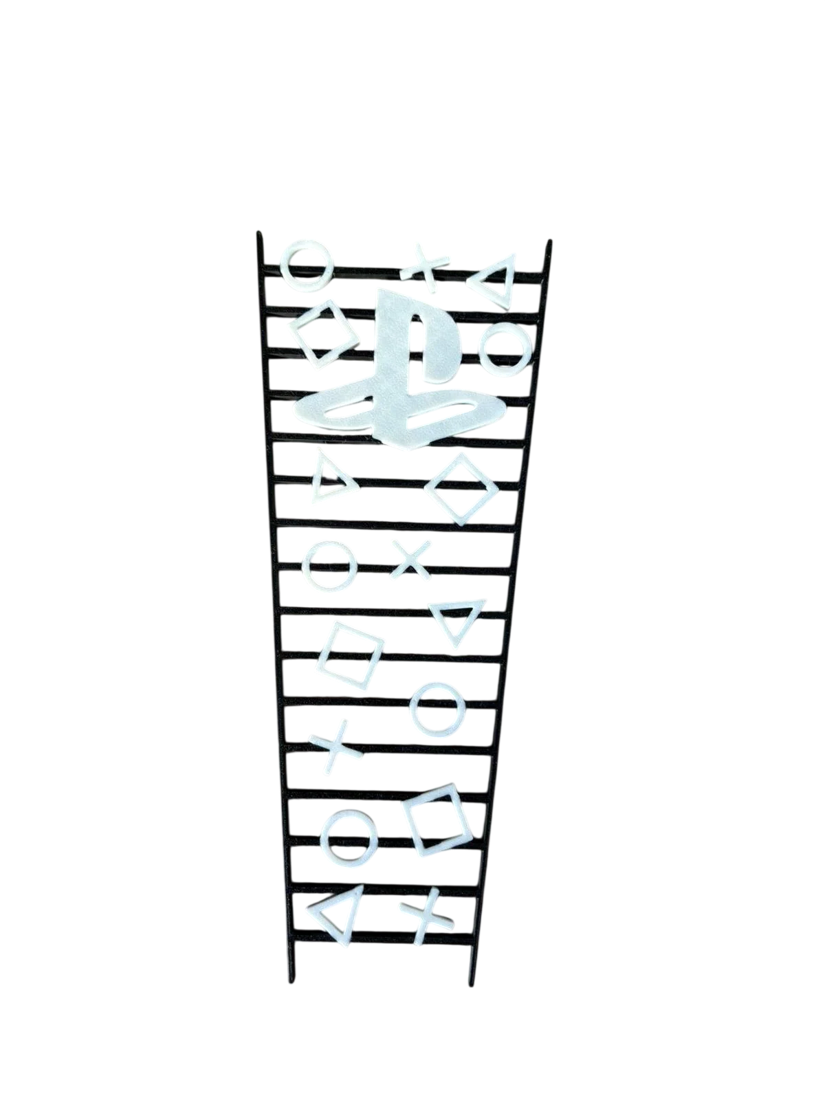 Panou decorativ PlayStation 5 Slim, model cu simboluri controller, negru cu alb, compatibil PS5 Slim