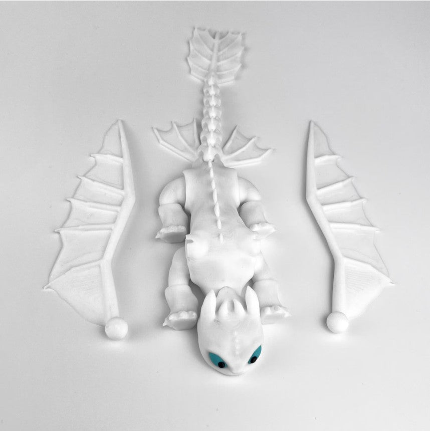 Figurina Dragon Light Fury 3D, Alb