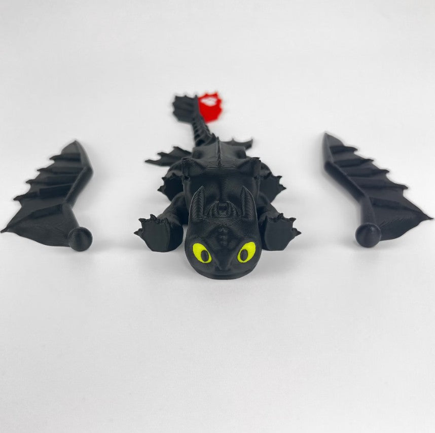 Figurina Dragon Night Fury Toothless 3D, Negru