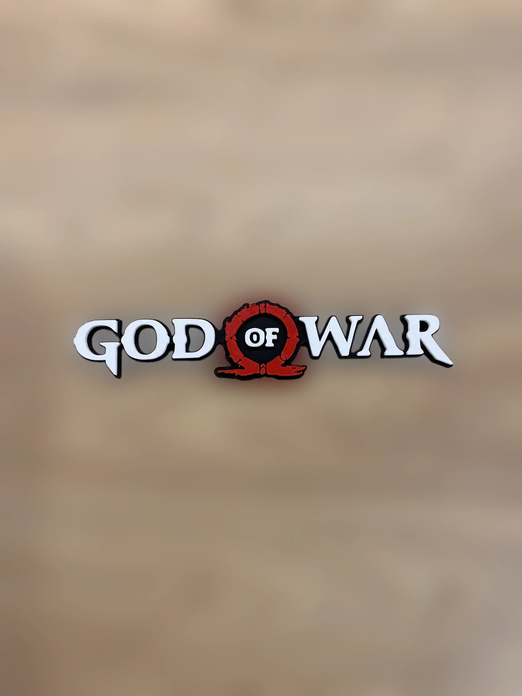 Decorațiune Logo God of War 3D Printat, Emblemă Perete/Raft, Design Omega Roșu-Negru, Multicolor